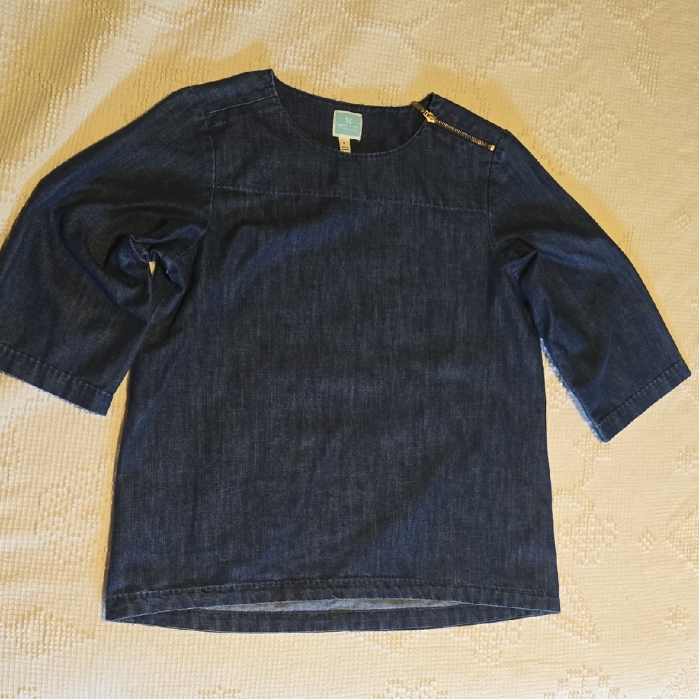 Martha Stewart Dark Denim Blouse Medium